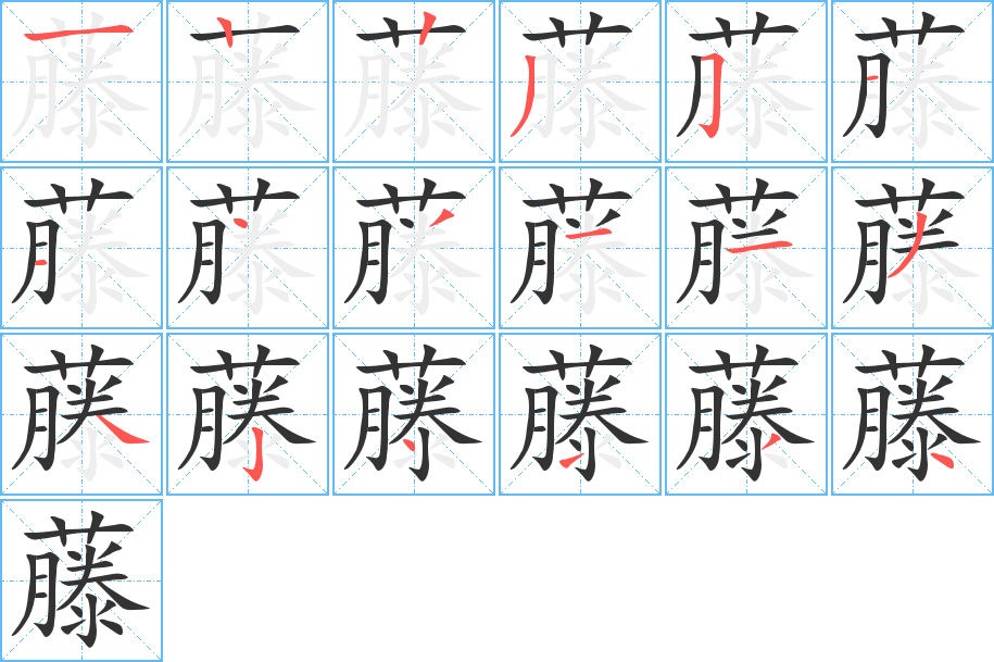 《藤》的笔顺_演示藤的笔顺及藤字的笔画顺序 - 汉字笔顺 - 汉字笔顺网